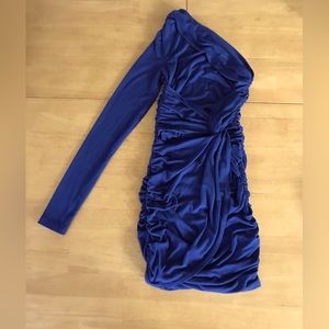Tart, Size XS, navy blue one shoulder mini dress.